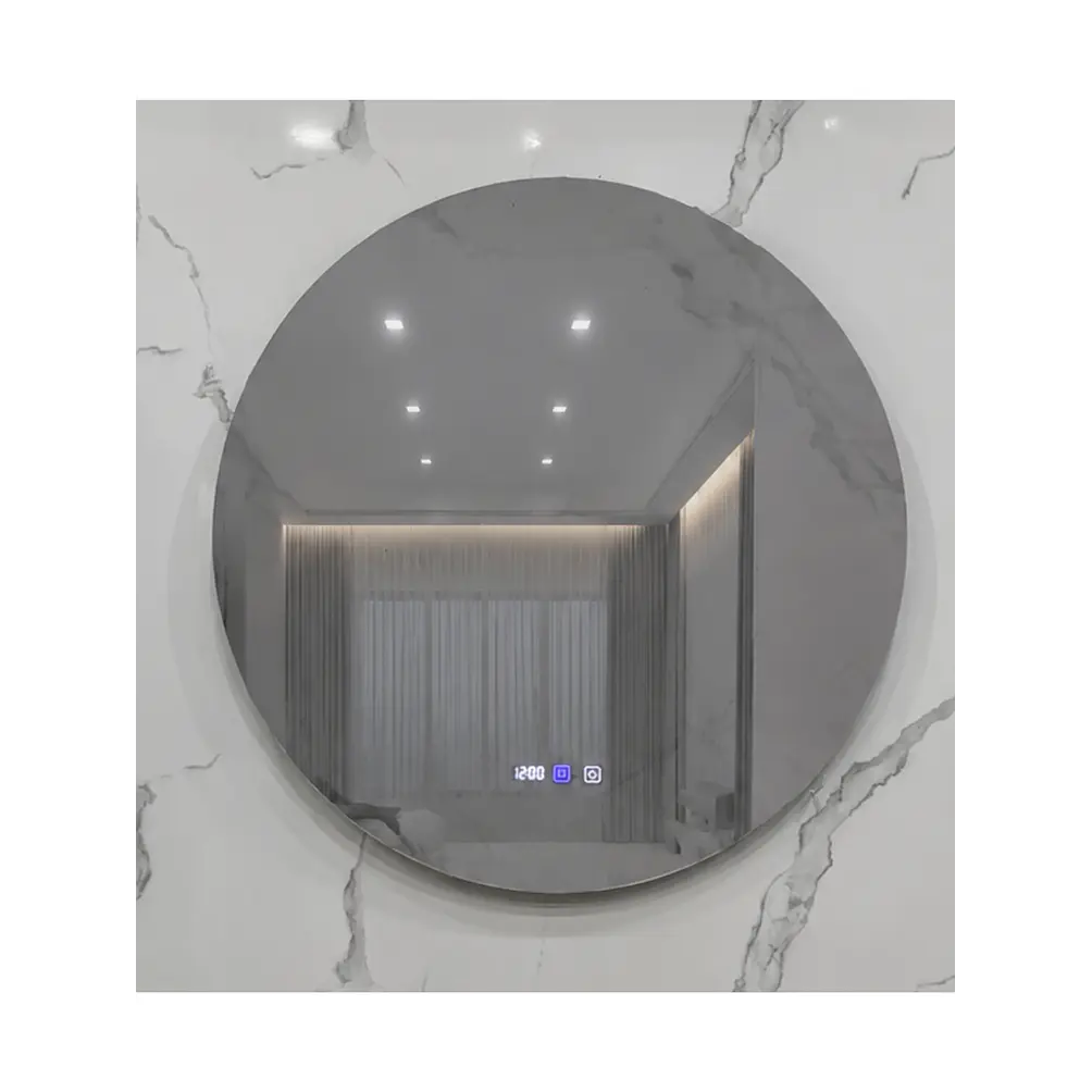 Espejo Redondo LED 80 cm con Desempañante, Reloj y Temperatura 4