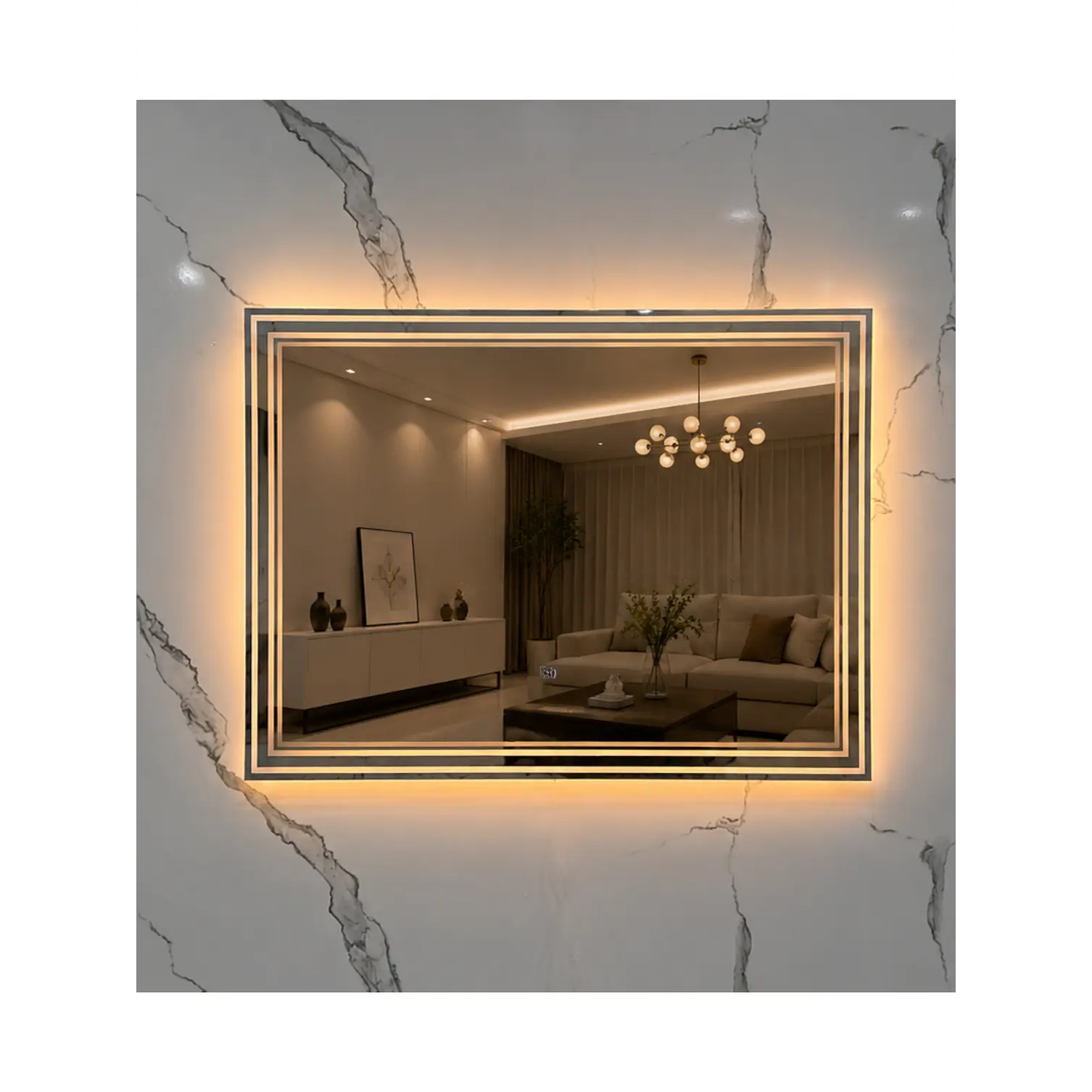 Espejo LED Rectangular Sin Marco 80x60 cm 1