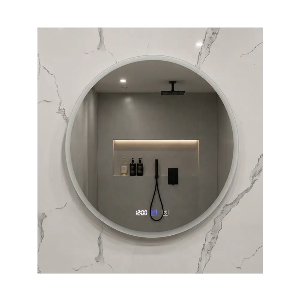 Espejo LED Para Baño Desempañante Con Reloj Digital Sin Marco 80 cm 4