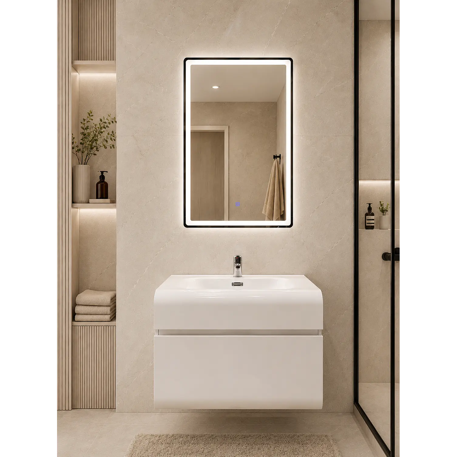  Mueble Vanitorio Con Espejo 60cm BLANCO 1