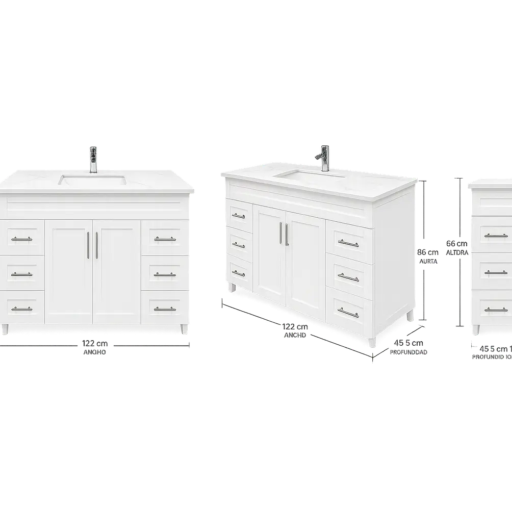 Mueble Vanitario a Piso 122 cm Blanco 4