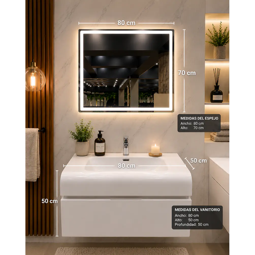 Mueble Vanitorio Con Espejo 80cm Blanco 2