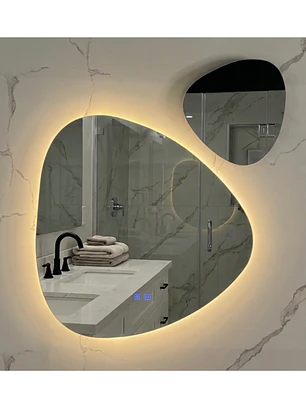  Espejo LED Para Baño Desempañante Sin Marco 70x90 cm Mas Espejo Pequeño