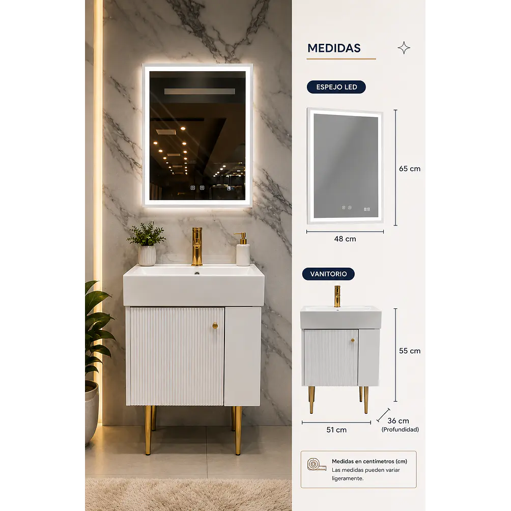  Mueble Vanitorio Con Espejo 50cm BLANCO 2