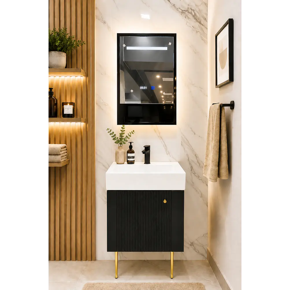 Mueble Vanitorio Con Espejo 50cm NEGRO 1