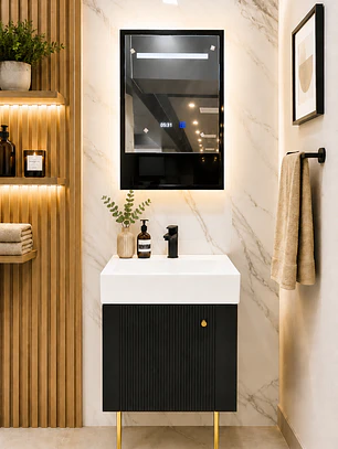 Mueble Vanitorio Con Espejo 50cm NEGRO