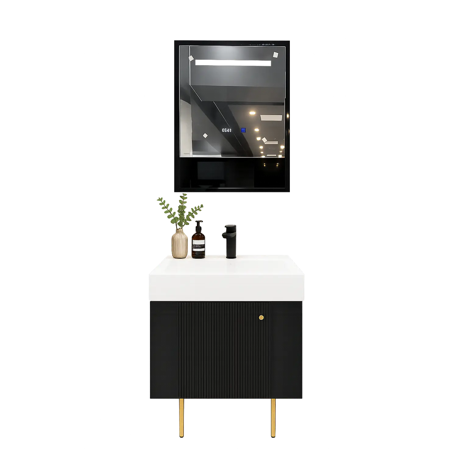 Mueble Vanitorio Con Espejo 50cm NEGRO 2