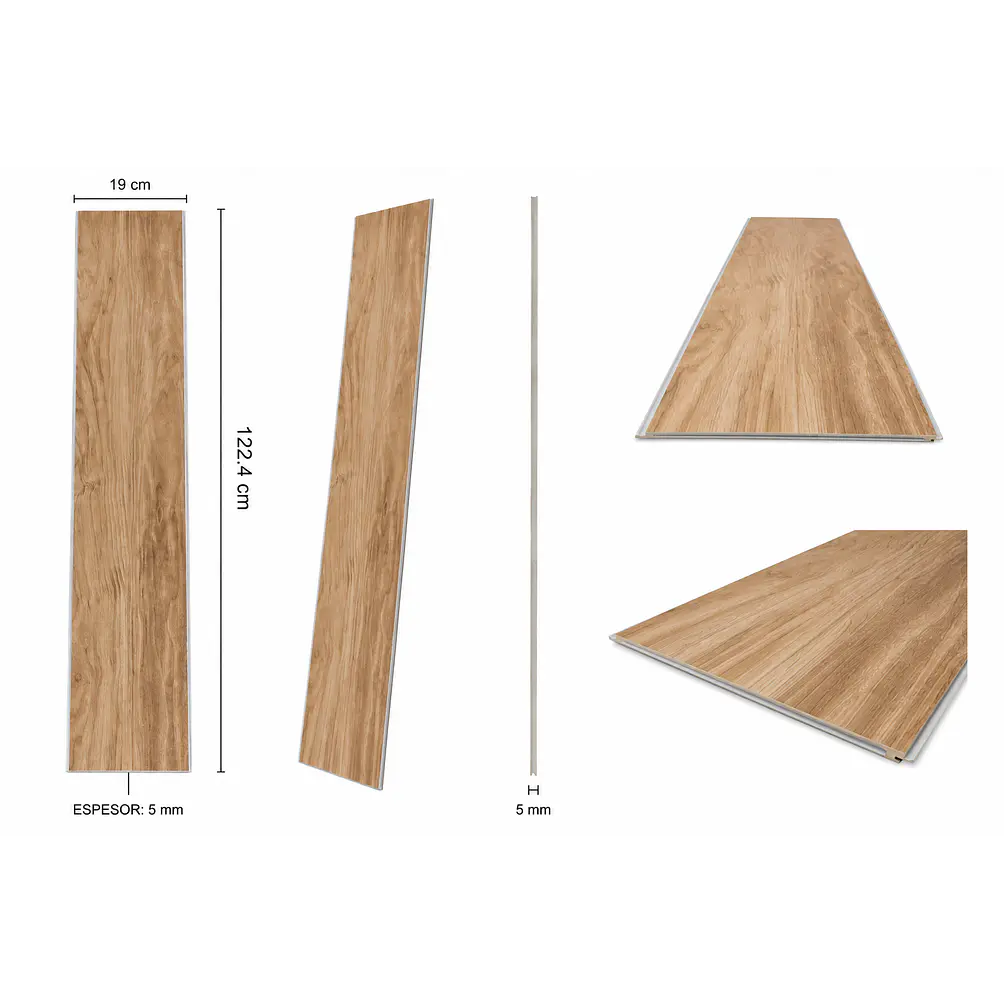 Piso Vinílico SPC 5mm 19x122.4cm 2.5m2 3
