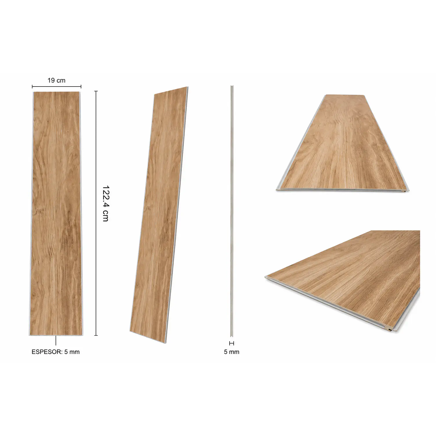 Piso Vinílico SPC 5mm 19x122.4cm 2.5m2 3