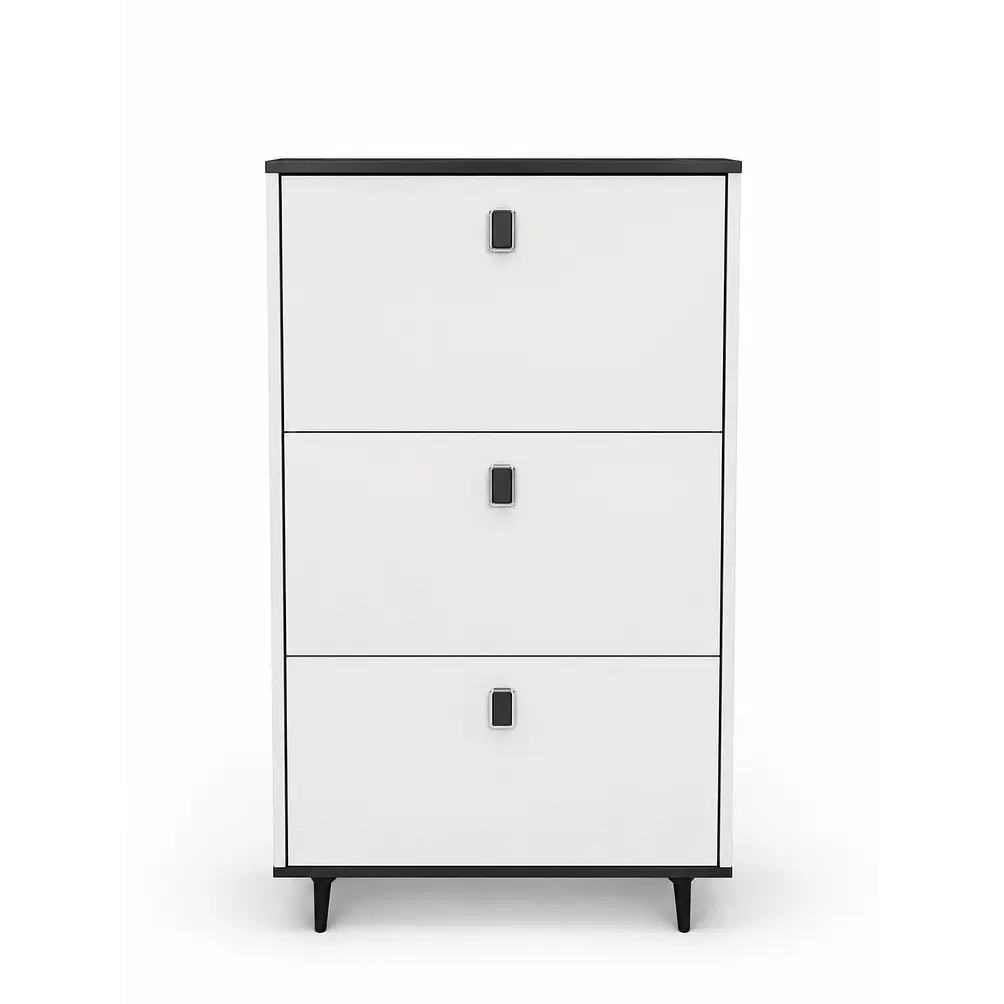 Mueble zapatero color blanco con negro  2