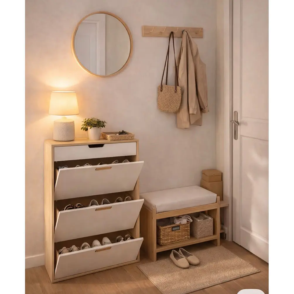 Mueble zapatero color blanco con negro  5