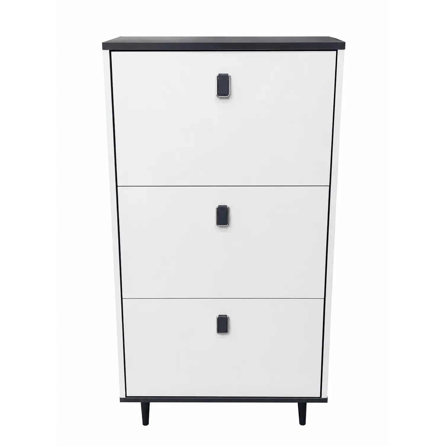 Mueble Zapatero Blanco con Negro (106 × 60 × 24 cm) 2