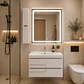 Vanitorio Flotante Completo Blanco 80 cm Con Espejo LED Y Estante - Miniatura 1