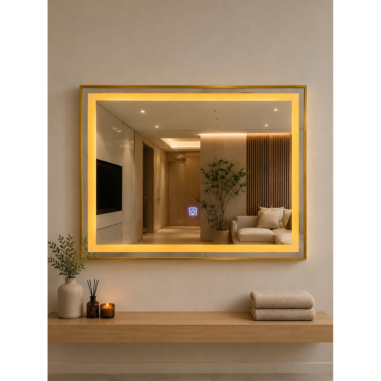 Espejo LED Rectangular Bronce 80x60 cm 1