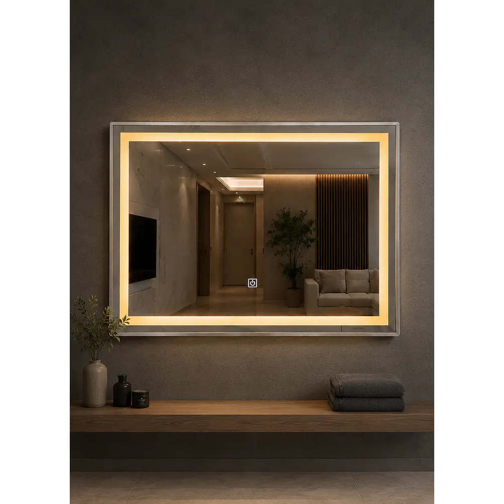 Espejo LED Rectangular Silver 80x60 cm 1