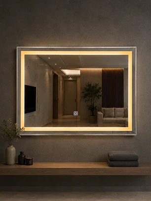 Espejo LED Rectangular Silver 80x60 cm