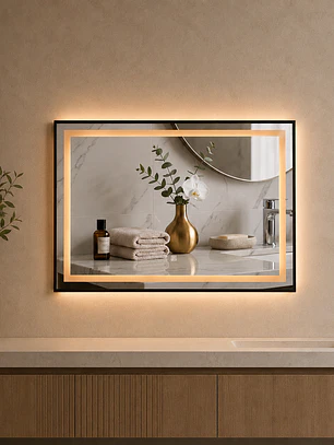 Espejo LED Rectangular Black 80x60 cm