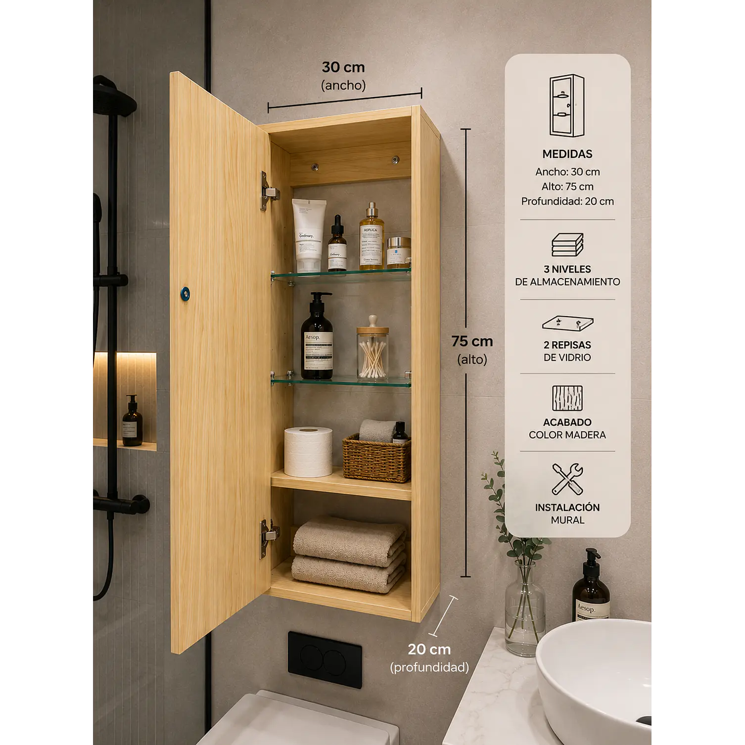 Gabinete Organizador para Baño 3