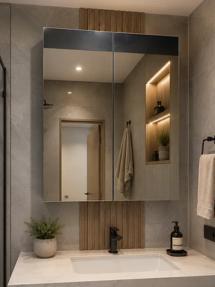 Gabinete Organizador de Baño con Espejo Doble Puerta