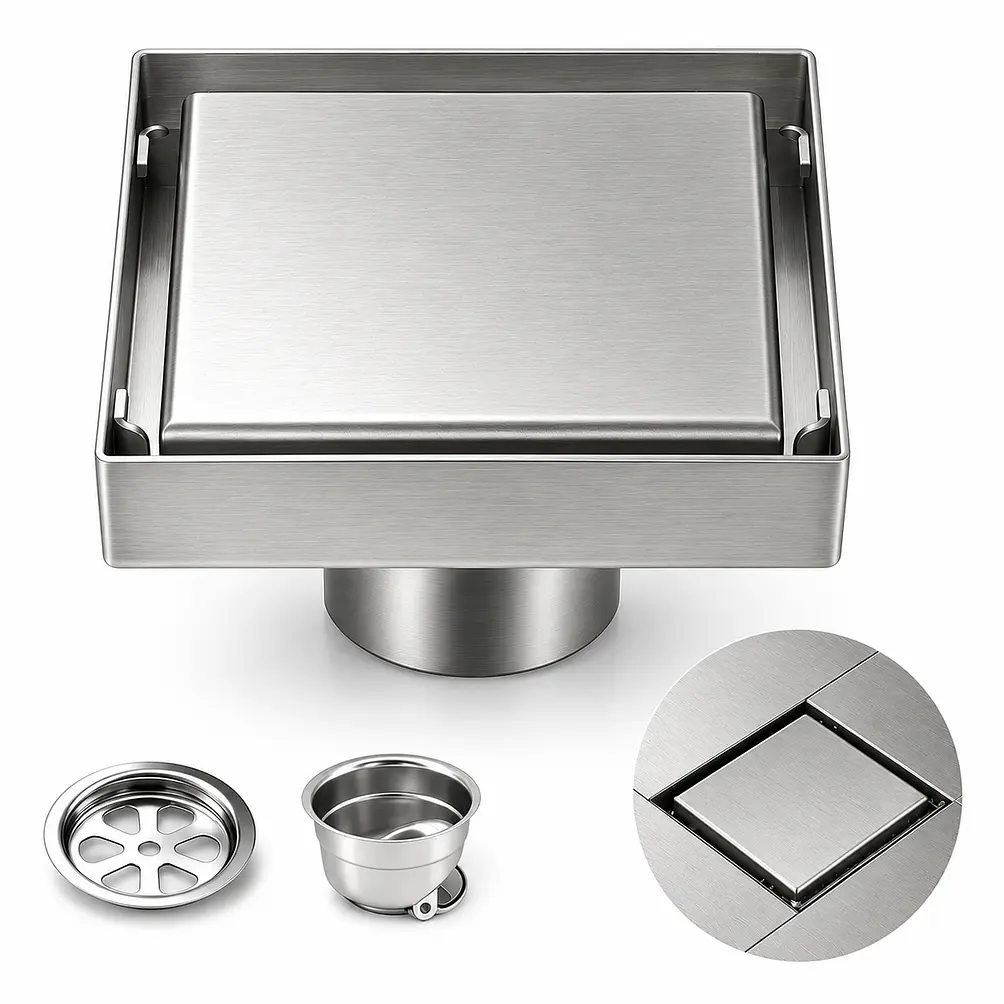Rejilla de Desagüe para Ducha de Acero Inoxidable Premium 1