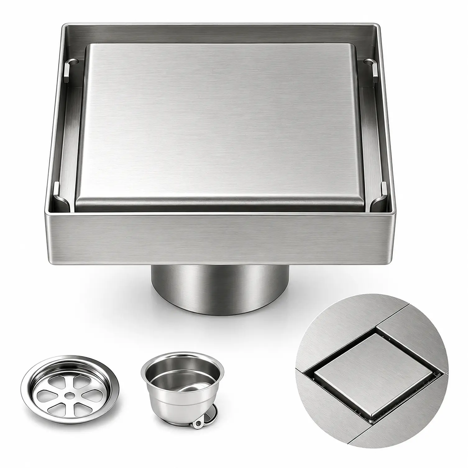 Rejilla de Desagüe para Ducha de Acero Inoxidable Premium 1