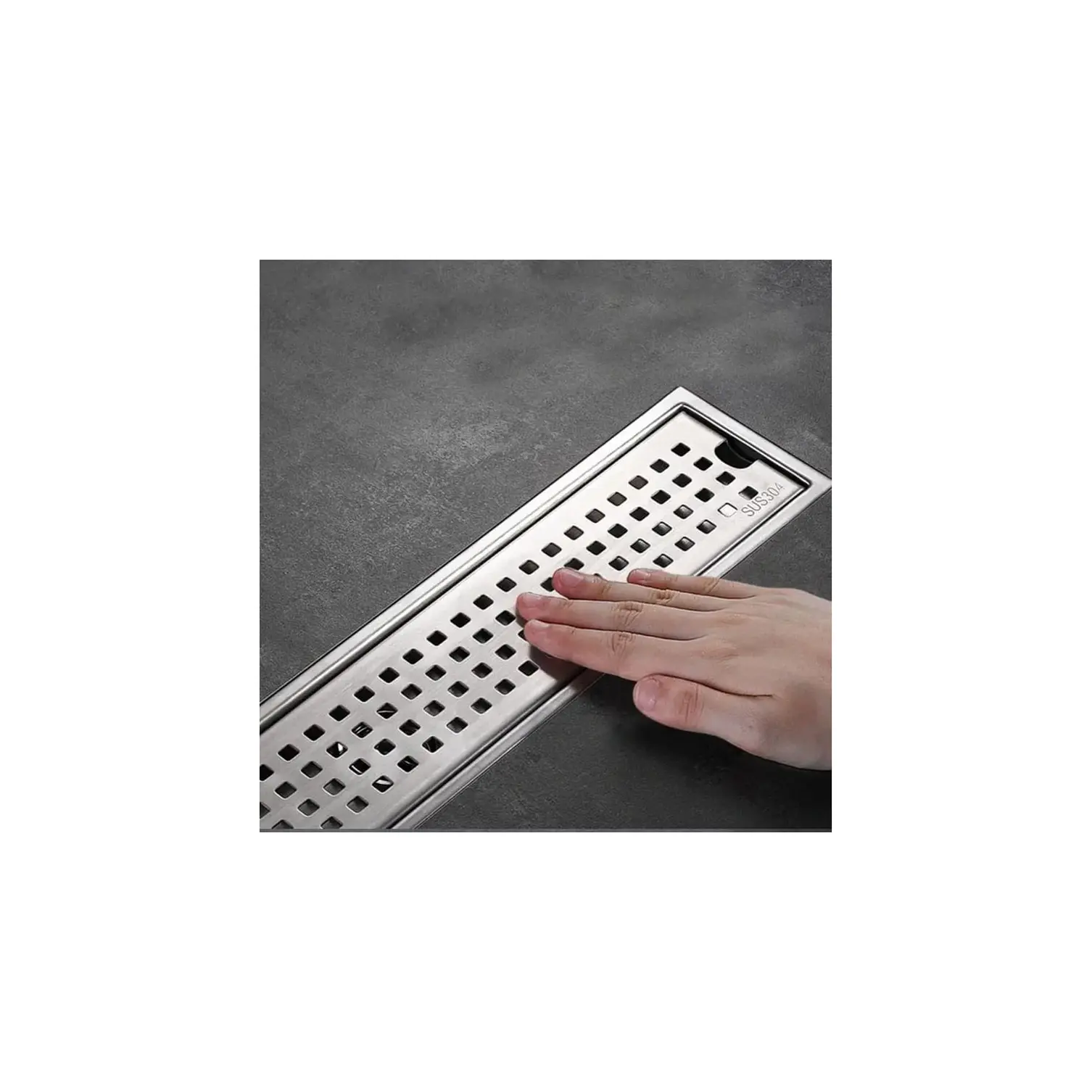 Rejilla de Desagüe Lineal cuadradas para Ducha de Acero Inoxidable 20cmx8cm 3