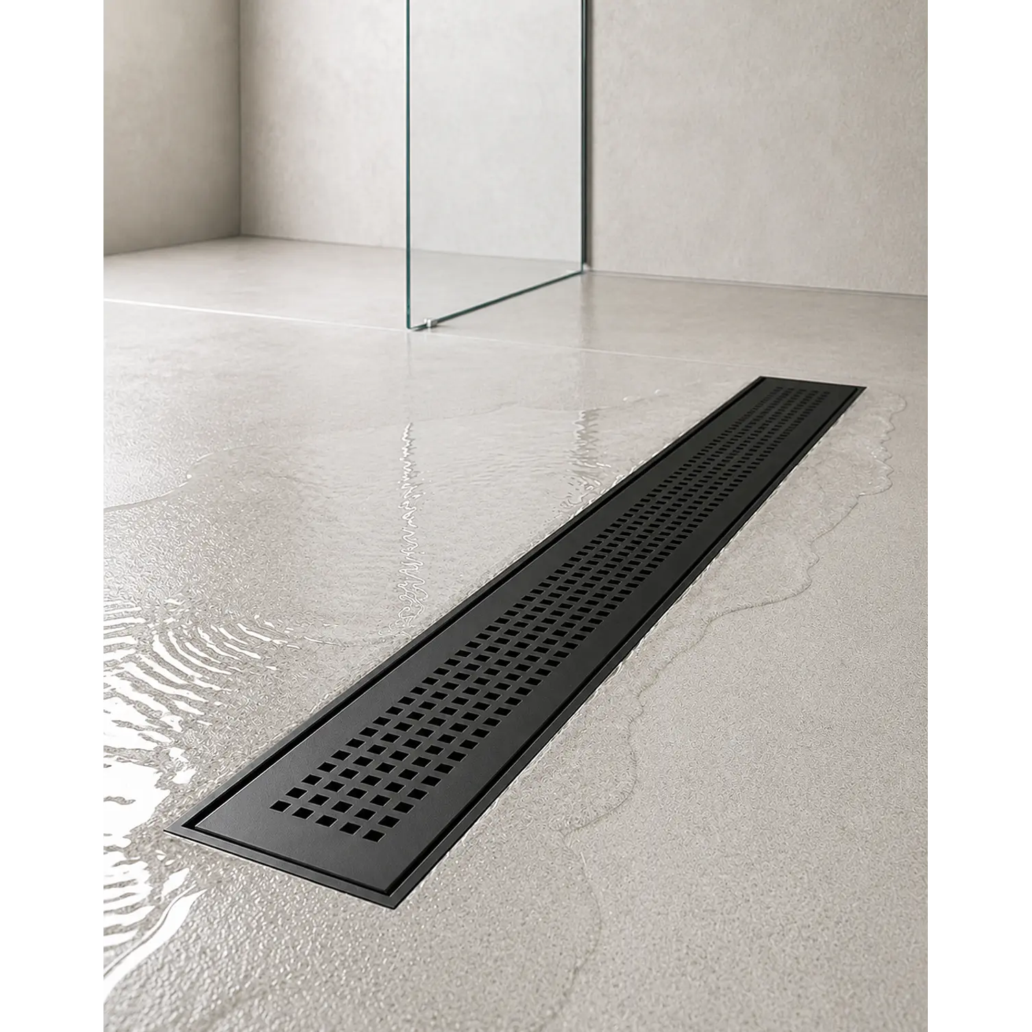 Rejilla de Desagüe Lineal para Ducha de Acero Inoxidable Negro Mate Premium 60cmx10cm 3