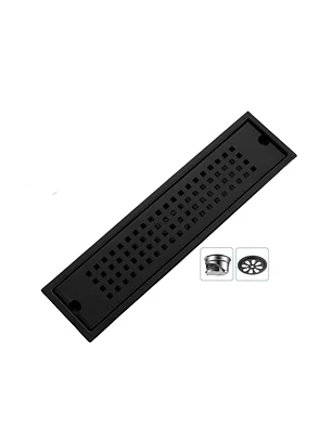 Rejilla de Desagüe Lineal para Ducha de Acero Inoxidable Negro Mate Premium 40cmx10cm
