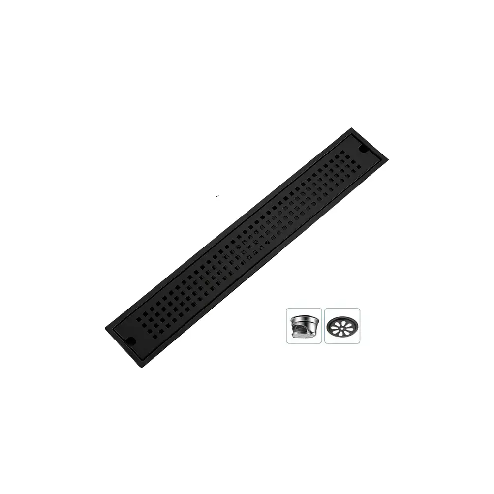 Rejilla de Desagüe Lineal para Ducha de Acero Inoxidable Negro Mate Premium 60cmx10cm 1