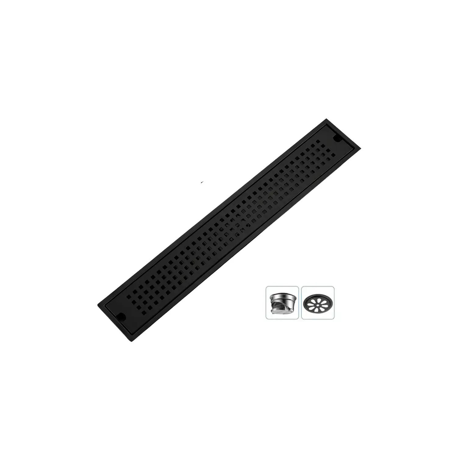 Rejilla de Desagüe Lineal para Ducha de Acero Inoxidable Negro Mate Premium 60cmx10cm 1