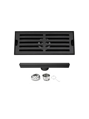 Rejilla de Desagüe Lineal  para Ducha de Acero Inoxidable Negro Mate Premium 20cmx8cm
