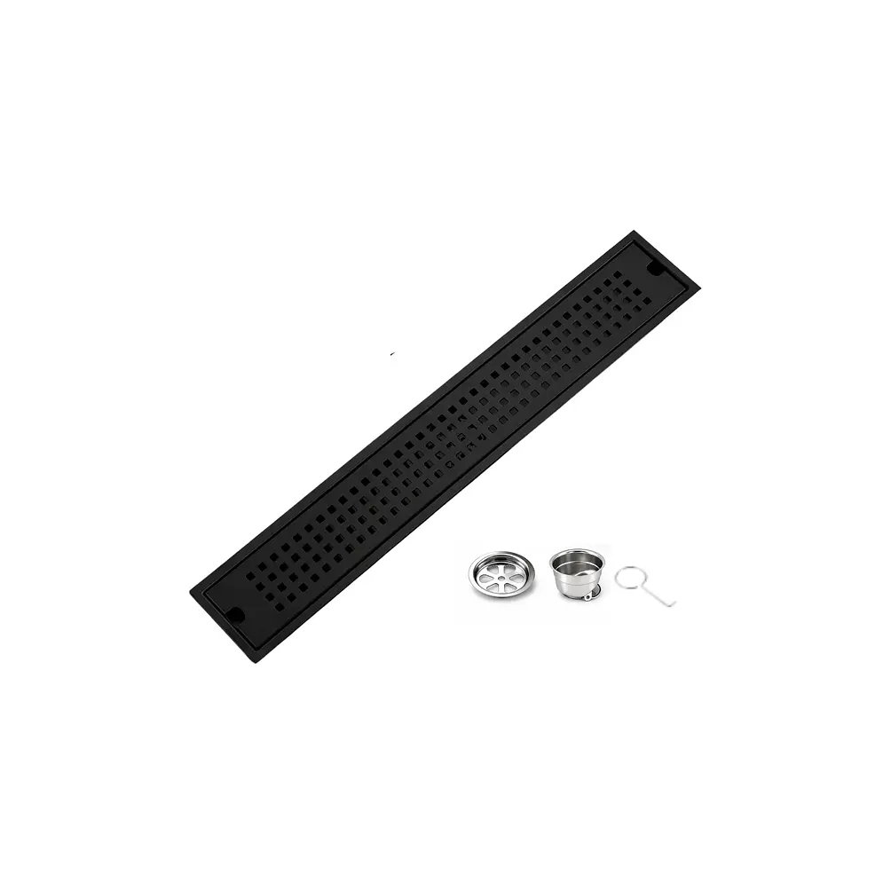 Rejilla de Desagüe Lineal para Ducha de Acero Inoxidable Negro Mate Premium 60cmx10cm 1