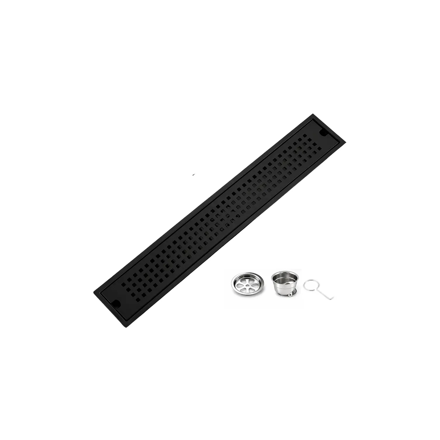 Rejilla de Desagüe Lineal para Ducha de Acero Inoxidable Negro Mate Premium 60cmx10cm 1