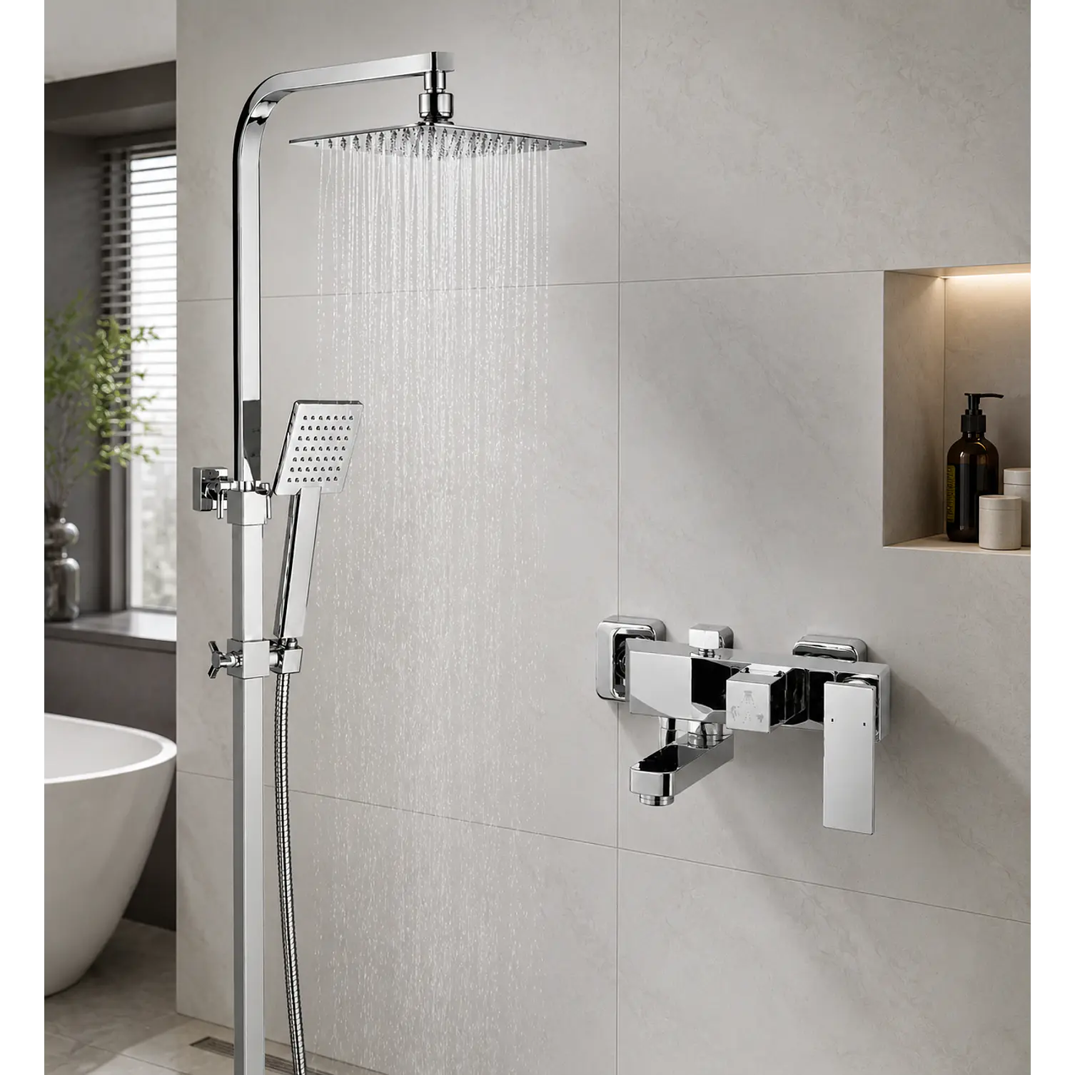 Set de Ducha con Monomando Cromado Premium  1