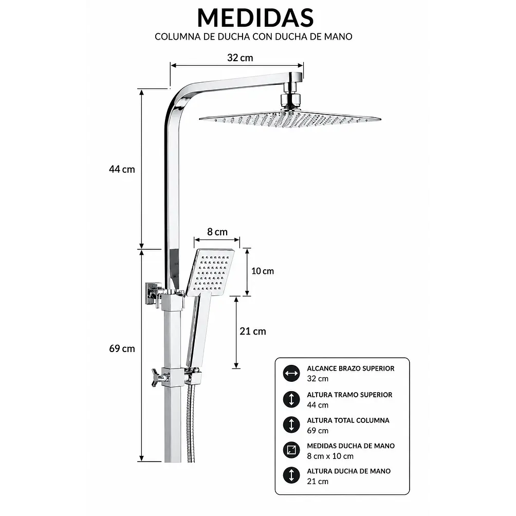 Set de Ducha con Monomando Cromado Premium  2