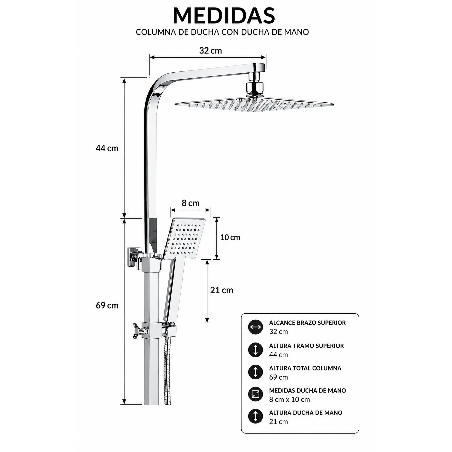 Set de Ducha con Monomando Cromado Premium  2