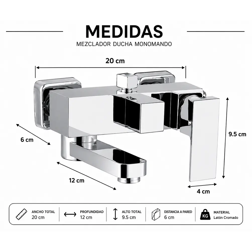 Set de Ducha con Monomando Cromado Premium  4