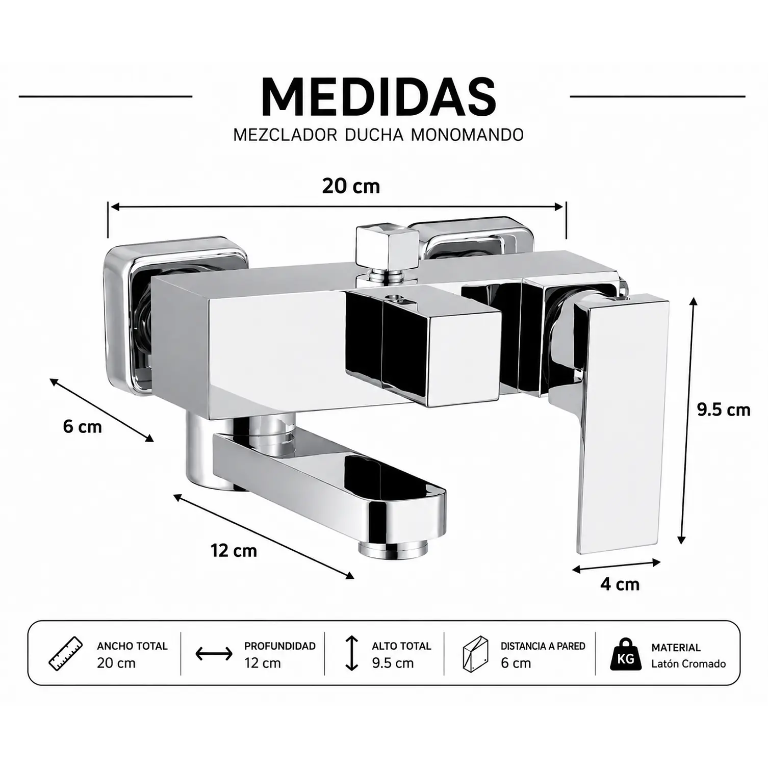 Set de Ducha con Monomando Cromado Premium  4