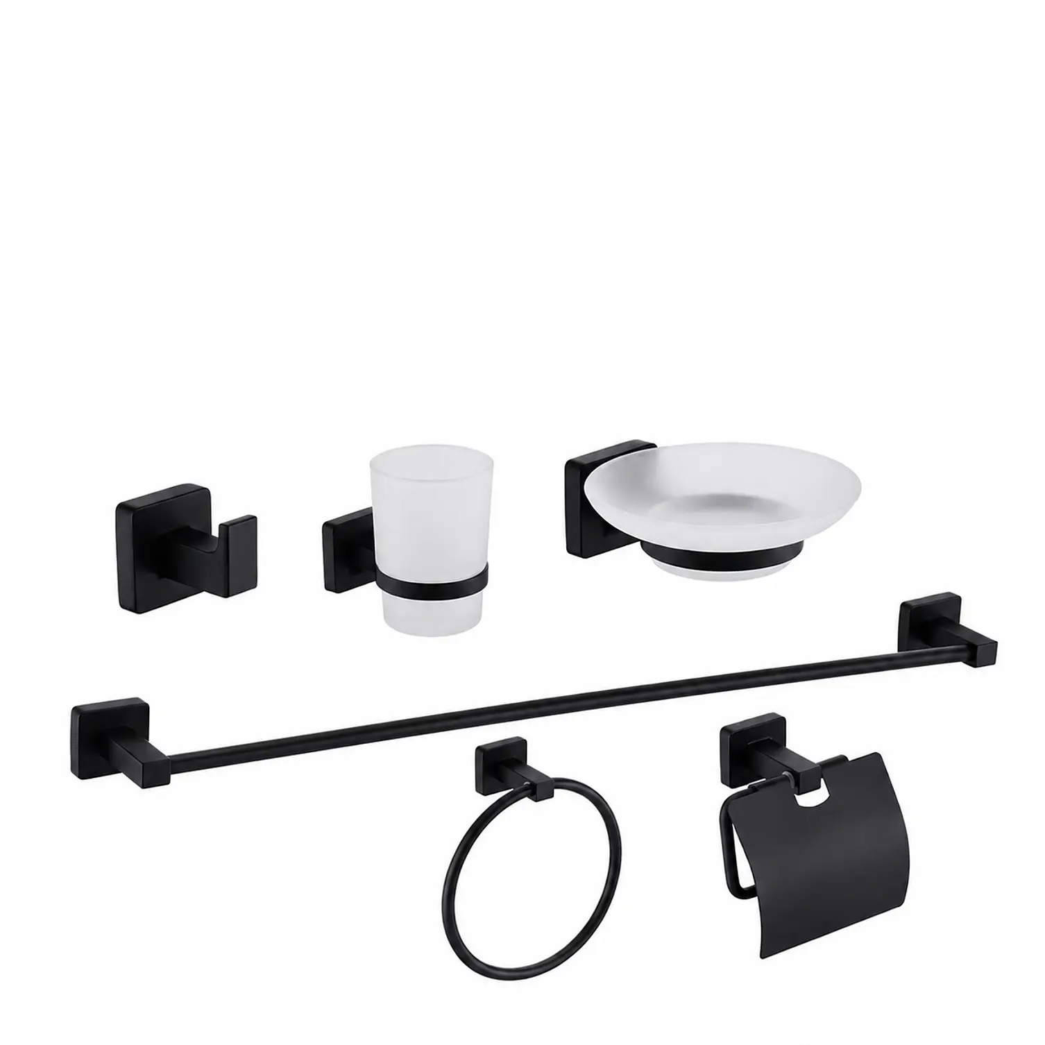 Set de Accesorios para Baño Acero Inoxidable Negro Mate 6 Piezas 2