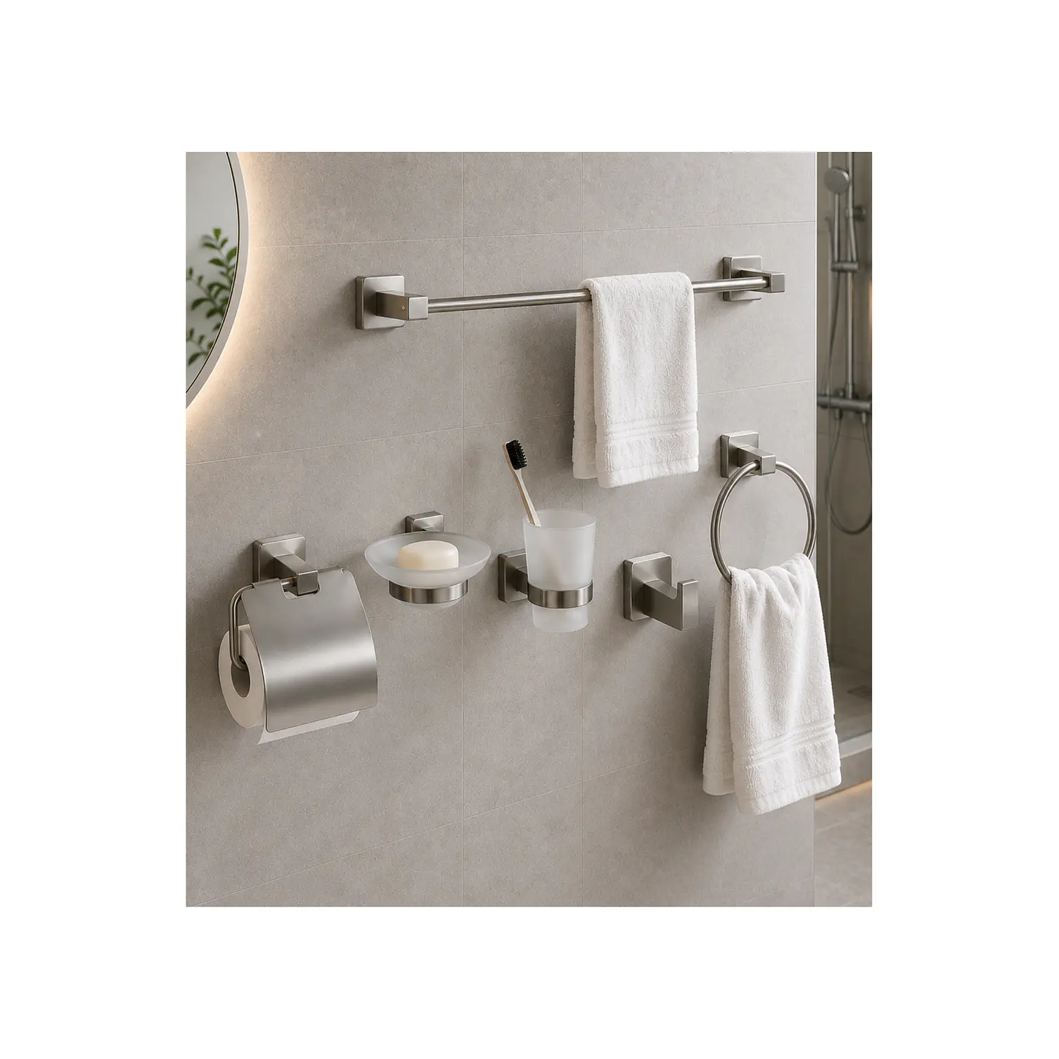 Set de Accesorios para Baño Acero Inoxidable 6 Piezas 1