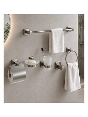 Set de Accesorios para Baño Acero Inoxidable 6 Piezas
