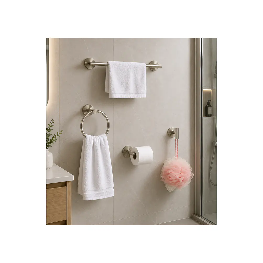 Set De 4 Accesorios De Baño Acero Inoxidable 1