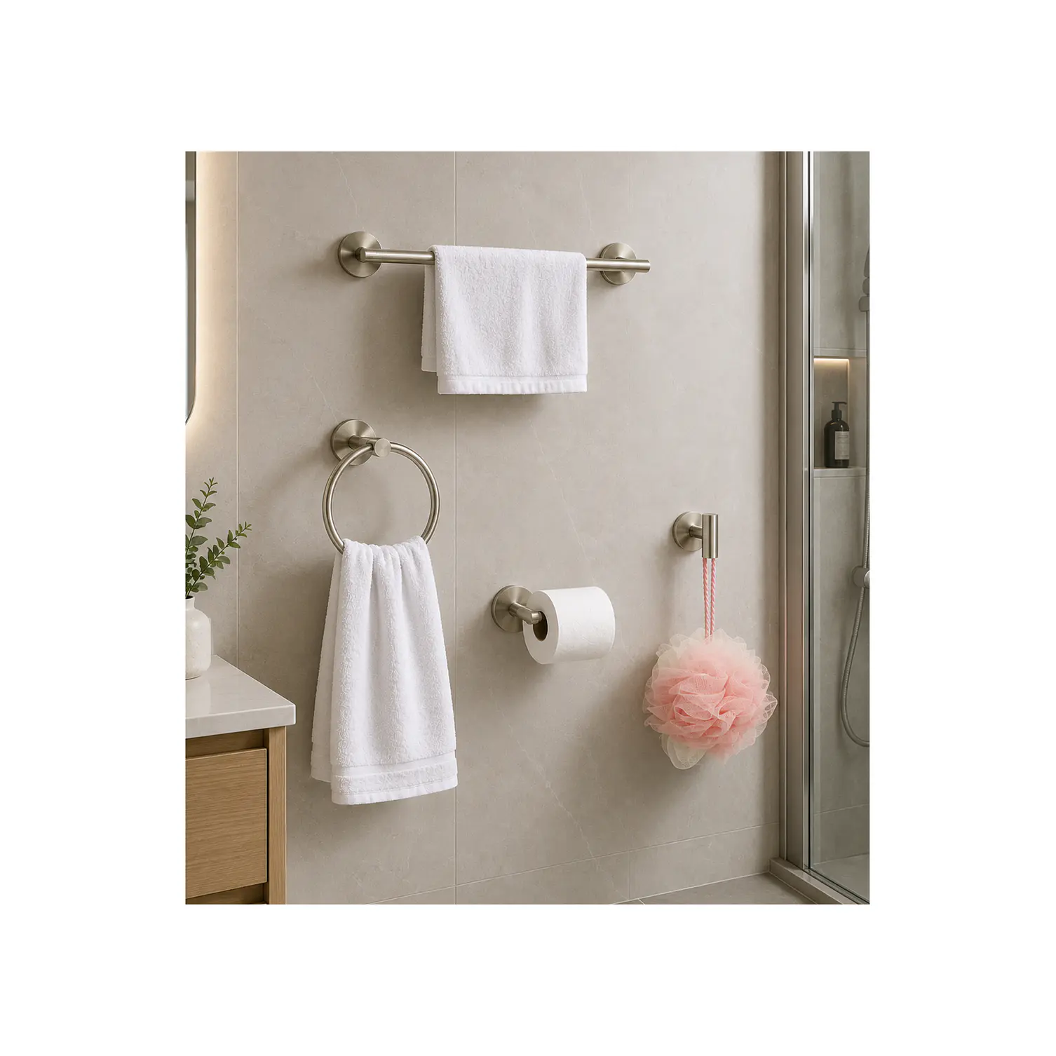 Set De 4 Accesorios De Baño Acero Inoxidable 1