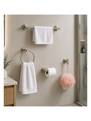 Set De 4 Accesorios De Baño Acero Inoxidable