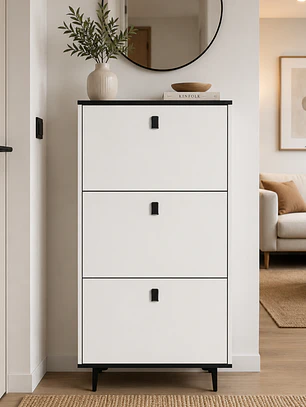 Mueble Zapatero Organizador 3 Niveles Blanco Con Gris Oscuro 118x60x17 cm