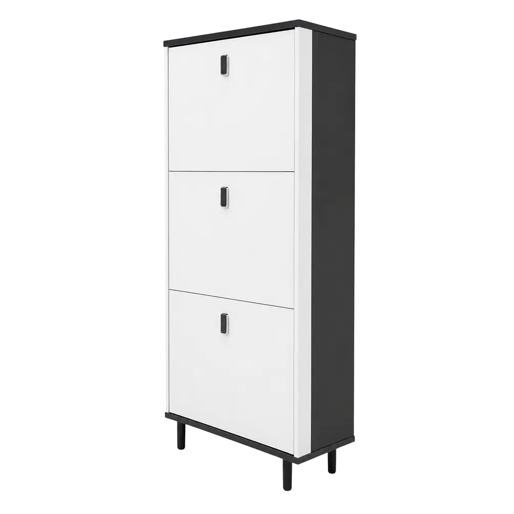 Mueble Zapatero Organizador 3 Niveles Blanco Con Gris Oscuro 118x60x24 cm 4