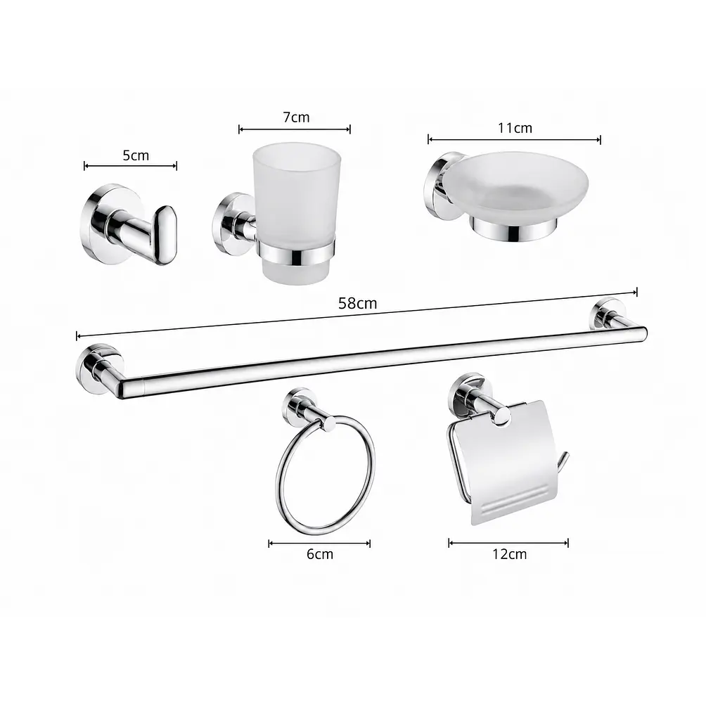 Set de Accesorios para Baño Acero Inoxidable 6 Piezas 3