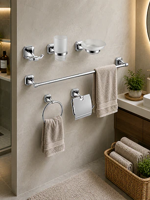 Set de Accesorios para Baño Acero Inoxidable 6 Piezas