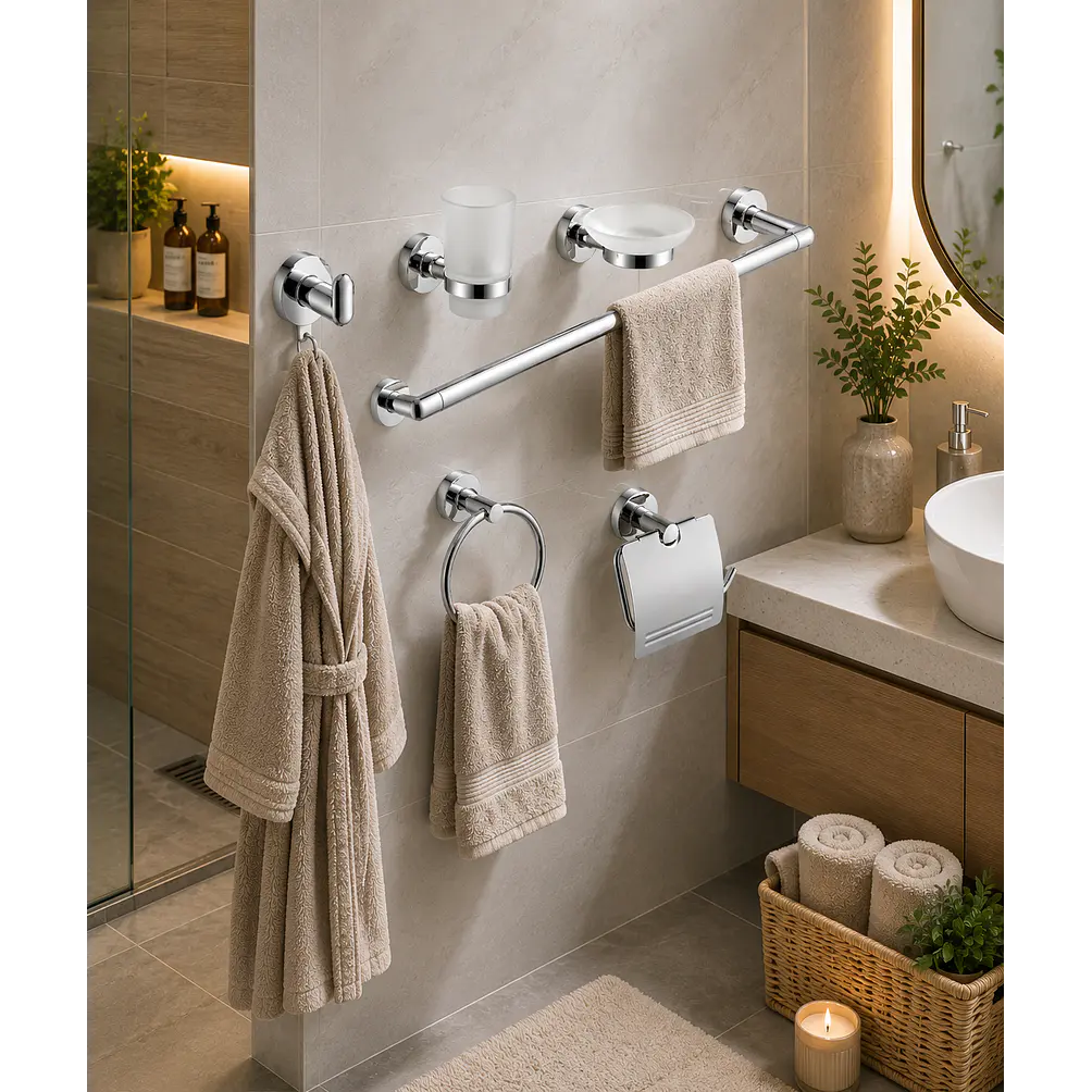 Set de Accesorios para Baño Acero Inoxidable 6 Piezas 1