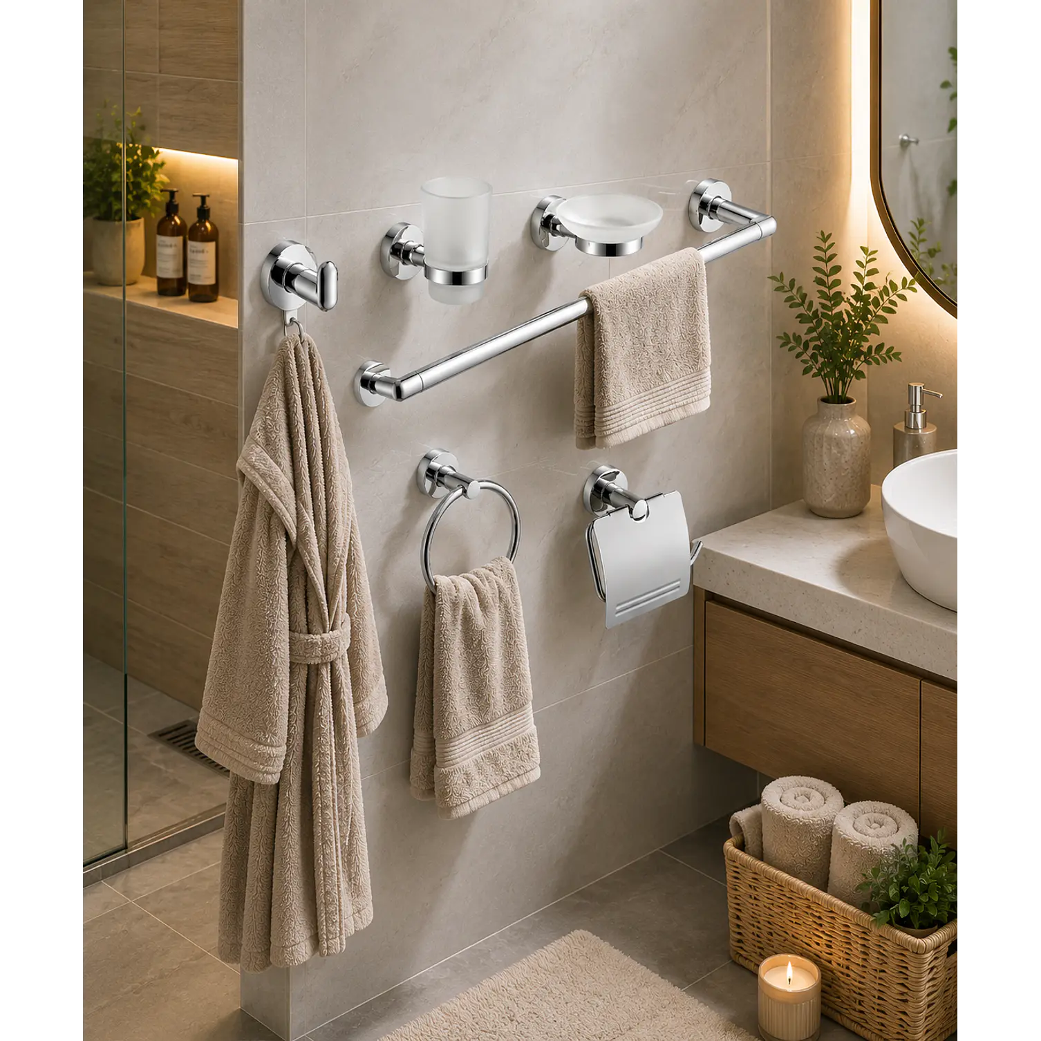 Set de Accesorios para Baño Acero Inoxidable 6 Piezas 1
